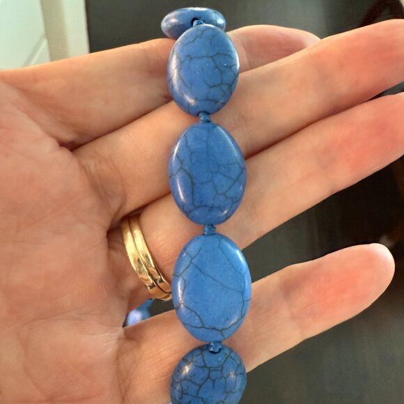 Blue Howlite Beaded Stone Necklace - Picture 2 of 6